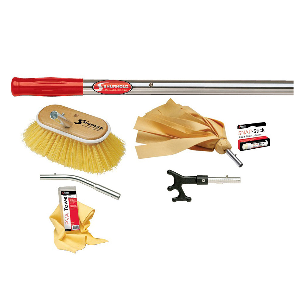 Shurhold Marine Maintenance Kit - Intermediate, cleaning tools and supplies for boat care, displayed in an organized set.