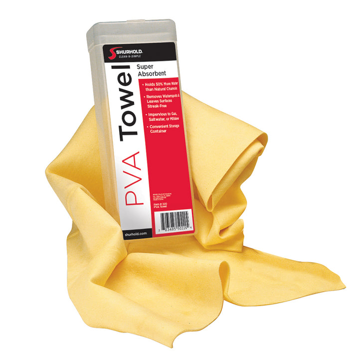 Shurhold PVA Towel for cleaning, showing the soft absorbent microfiber material used for detailing and surface cleaning.