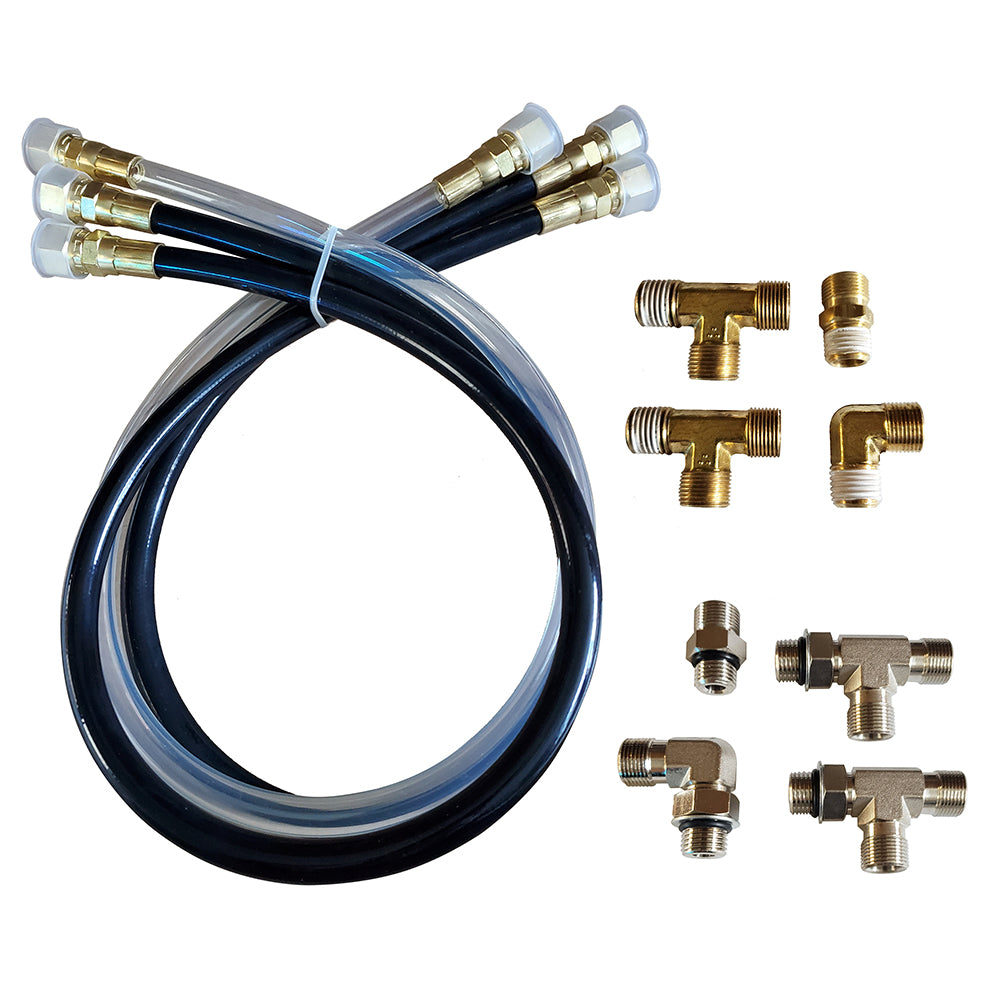 SI-TEX autopilot hydraulic steering installation kit with hoses and fittings for marine autopilot systems.