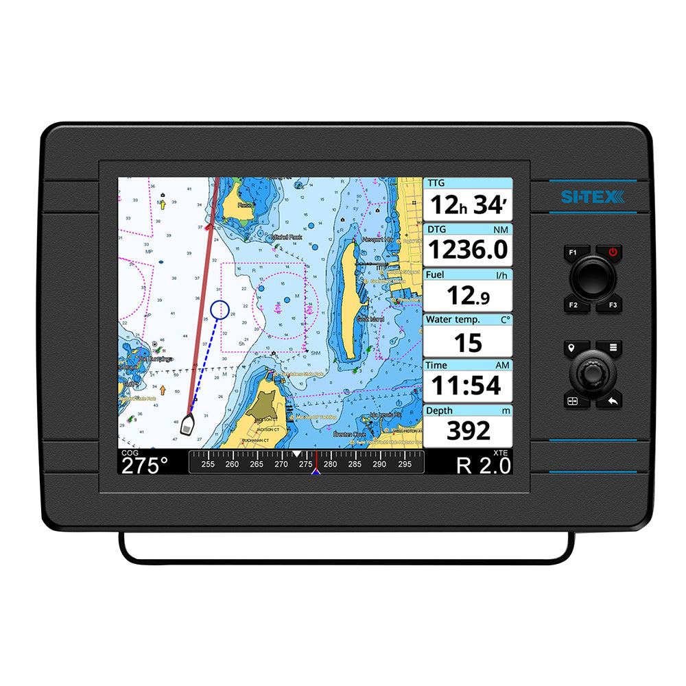 SI-TEX NavPro 1200F fishfinder combo with built-in WiFi, CHIRP sonar, and internal GPS receiver and antenna for marine navigation.