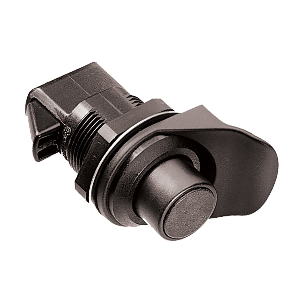 Southco non-locking flush knob latch in black plastic, flush-mounted latch for secure closures