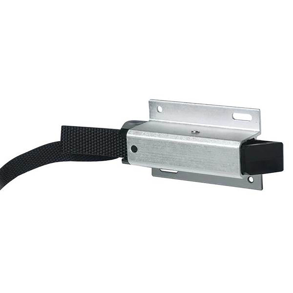 Southco Sundecker Panel Latch in black with 5-inch grip thru hole and strap, designed for secure panel fastening.