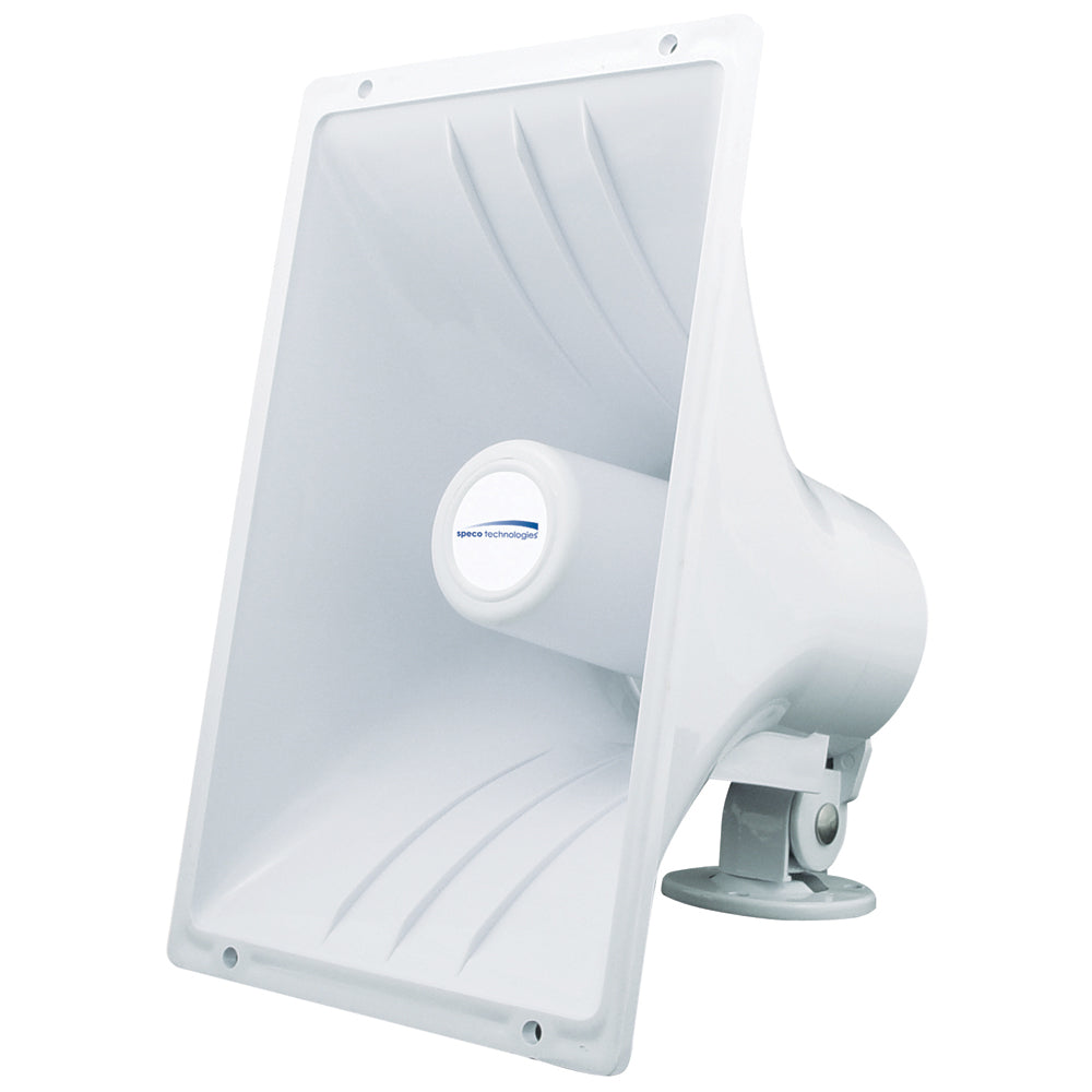 Speco Tech 6.5" x 11" weatherproof PA speaker horn, 8 ohm, designed for outdoor public address applications.