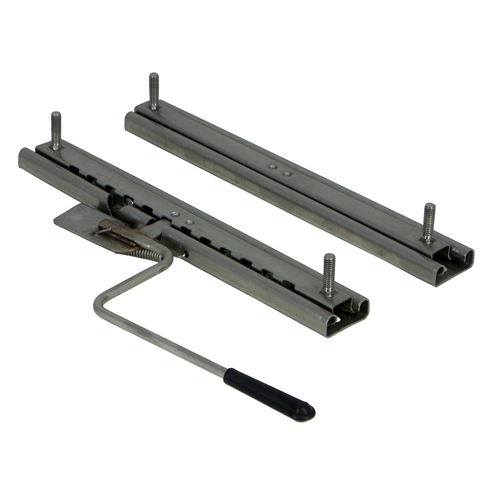 Springfield Marine 2-piece chair slide rails with bent handle for seating adjustment on boat seats.
