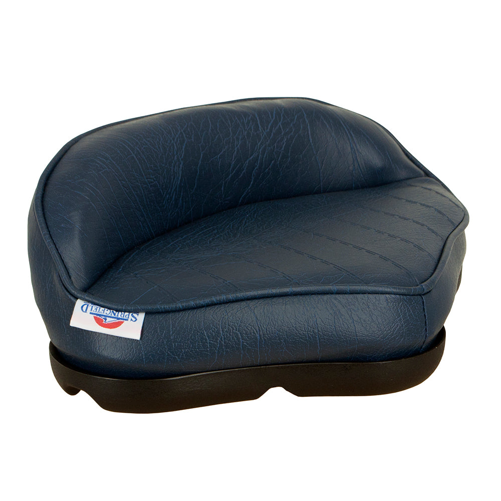 Springfield Marine blue stand-up seat, a comfortable seating option for boats, featuring a sturdy design and vibrant blue color.