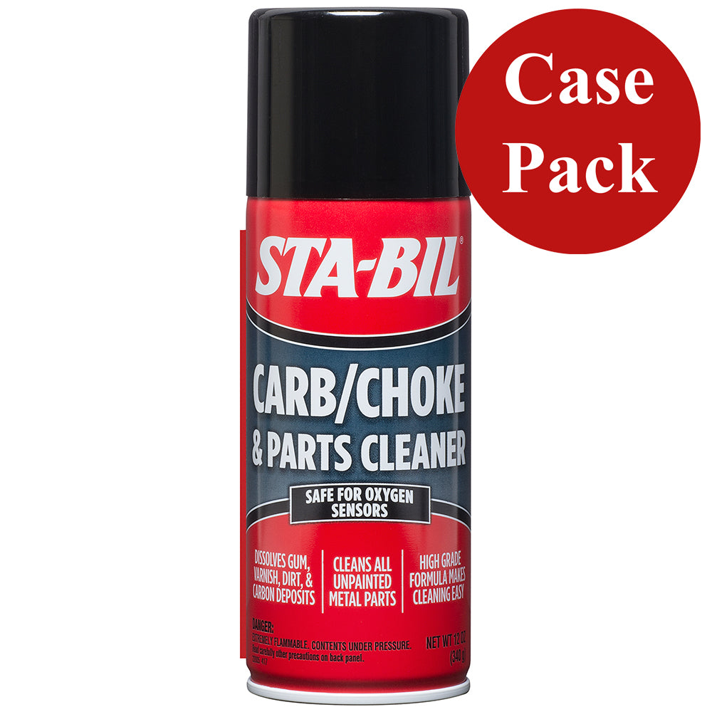 STA-BIL Carb Choke Parts Cleaner in 12.5oz bottle, case of 12, ideal for cleaning engine carburechoke parts.