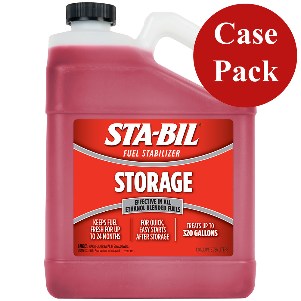 Four 1-gallon bottles of STA-BIL Fuel Stabilizer for cleaning and fuel preservation in a case.