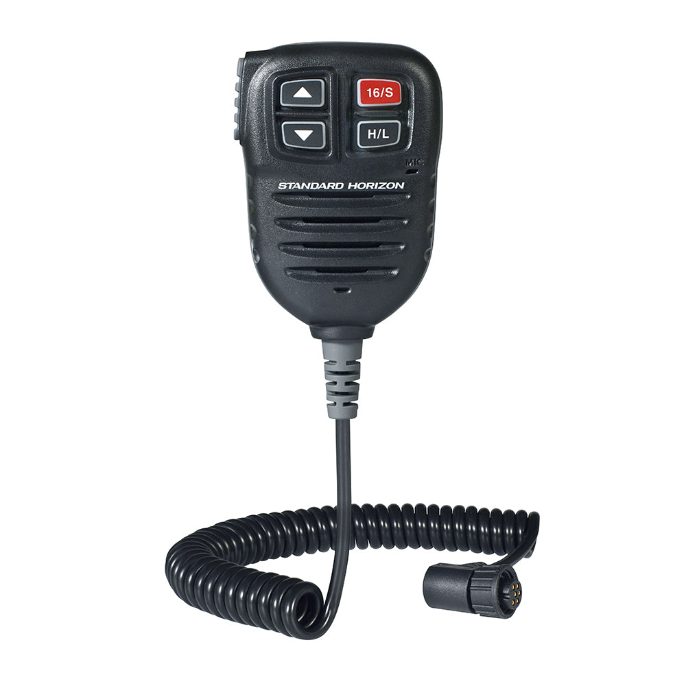 Standard Horizon replacement speaker microphone for Quantum GX6000 VHF/AIS radio, accessory with microphone and speaker functionality.