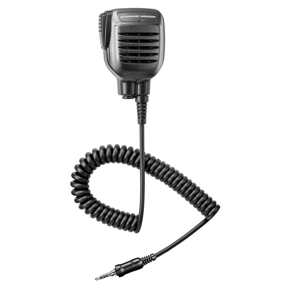 Standard Horizon SSM-21A speaker microphone for HX890, HX400, HX380, HX40, HX210 radios, accessory with clip and mic.