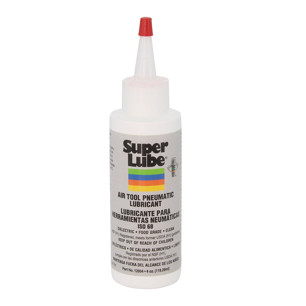 Super Lube Air Tool Pneumatic Lubricant in a 4oz bottle, used for cleaning and lubricating air tools.