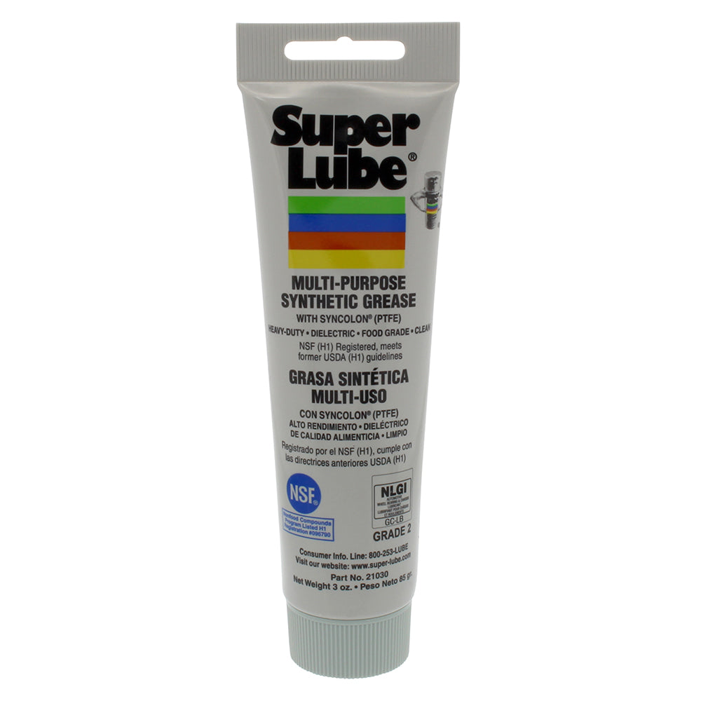 Super Lube multi-purpose synthetic grease with Syncolon in a 3oz tube, ideal for cleaning and lubrication applications.