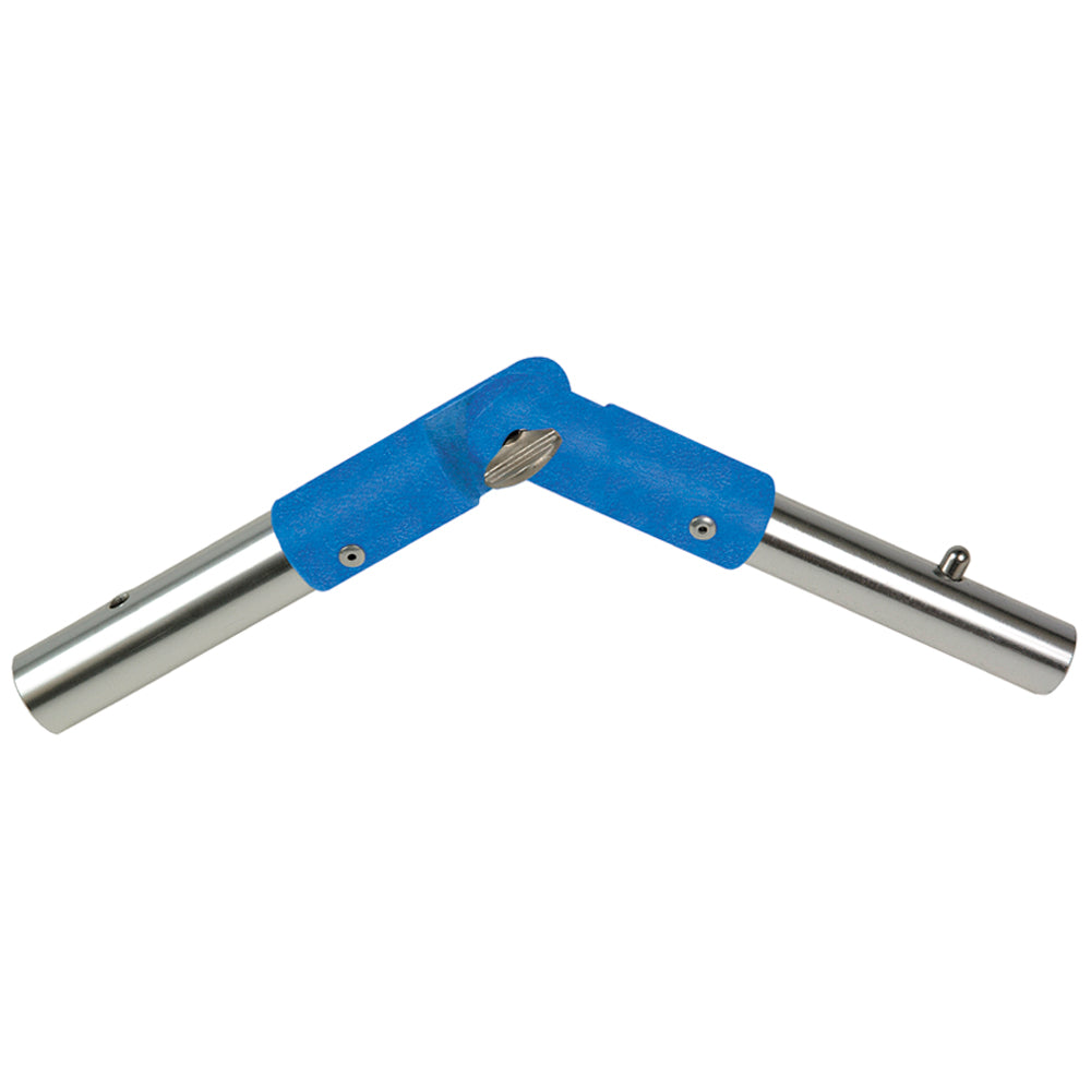 Swobbit 180-degree adjustable angle adapter for cleaning tools, shown in a close-up image demonstrating its flexible joint.