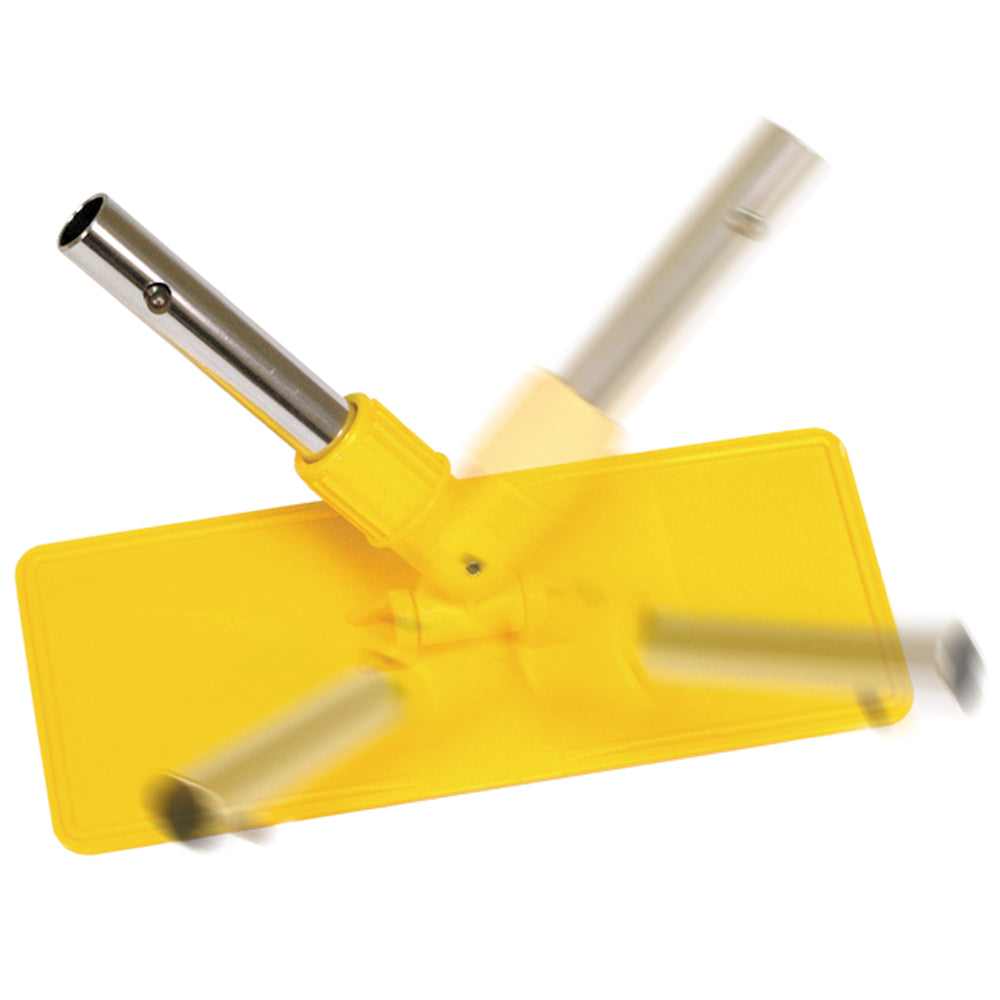 Swobbit Dual-Axis Swivel Plate for cleaning tools, showing the adjustable, rotating plate with mounting points on a white background.