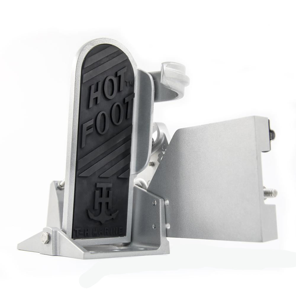 T-H Marine HOT FOOT universal original foot throttle for marine engines, attached to boat engine controls.