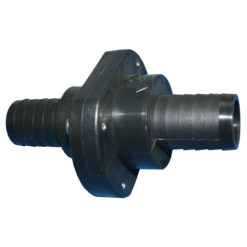 T-H Marine Double Barb Inline Scupper Check Valve in black, 1-1/8 inch fitting for marine drainage systems