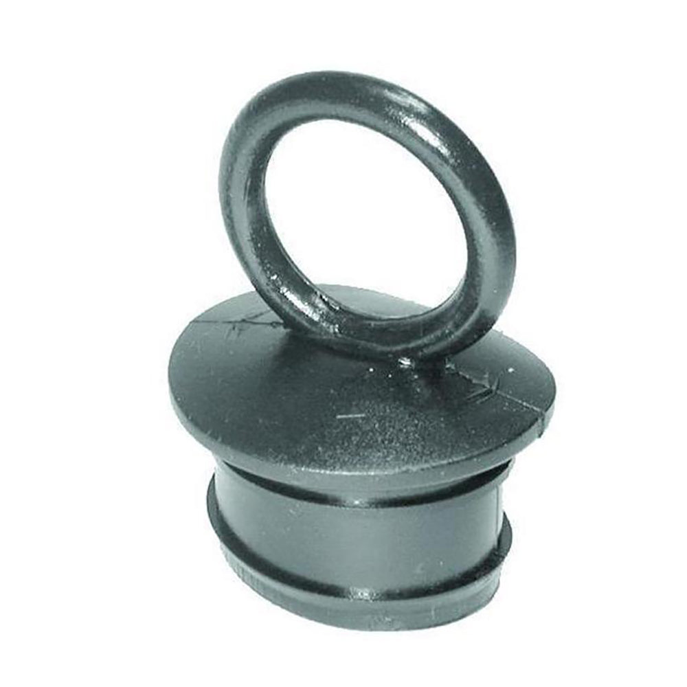 T-H Marine Supplies push-in drain plug for 1-1/2 inch thru-hull drains, fitting with a black plastic body and seamless push-in design.