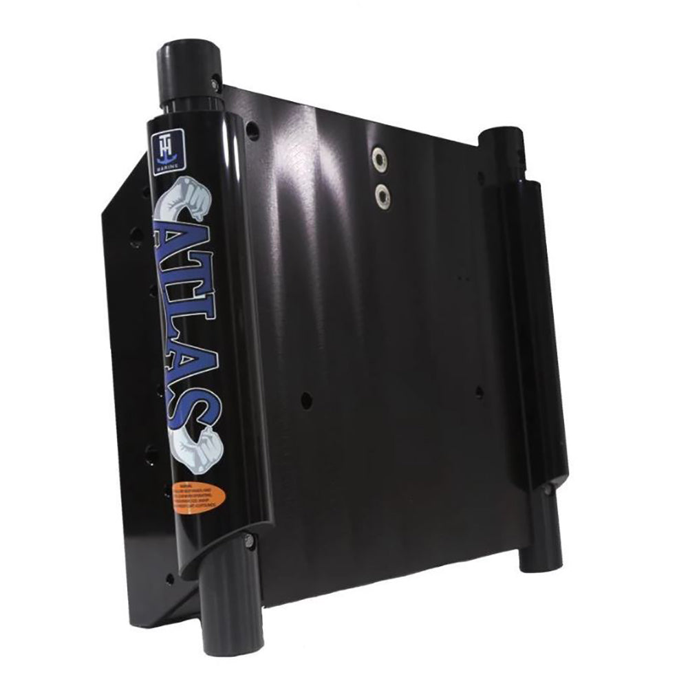 T-H Marine Atlas 10-inch hydraulic jack plate in black anodized finish for boat motor height adjustment