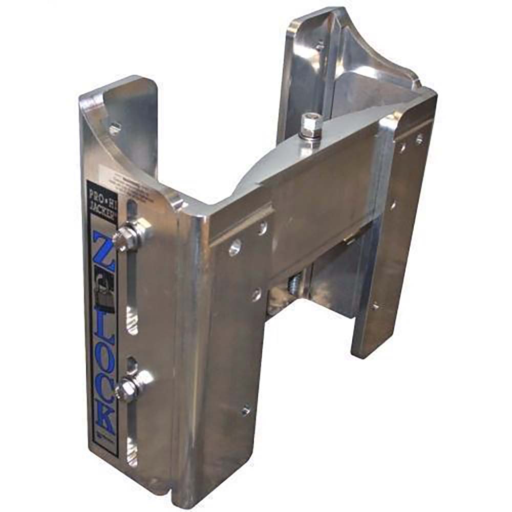 T-H Marine Z-Lock 4-inch set-back manual single-adjust jack plate installed on a boat engine for engine height adjustment.