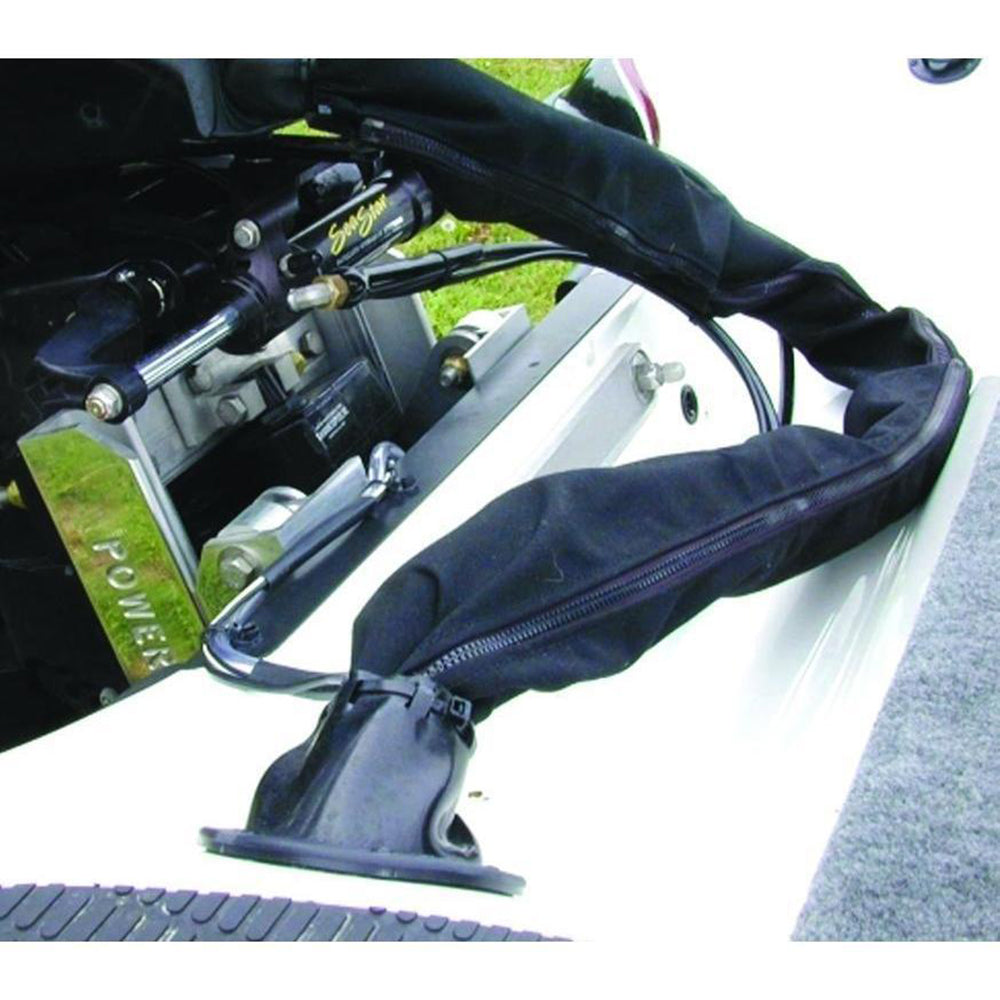 Black T-H Marine 48-inch zippered rigging sleeve for wire management, designed to organize and protect marine wiring.