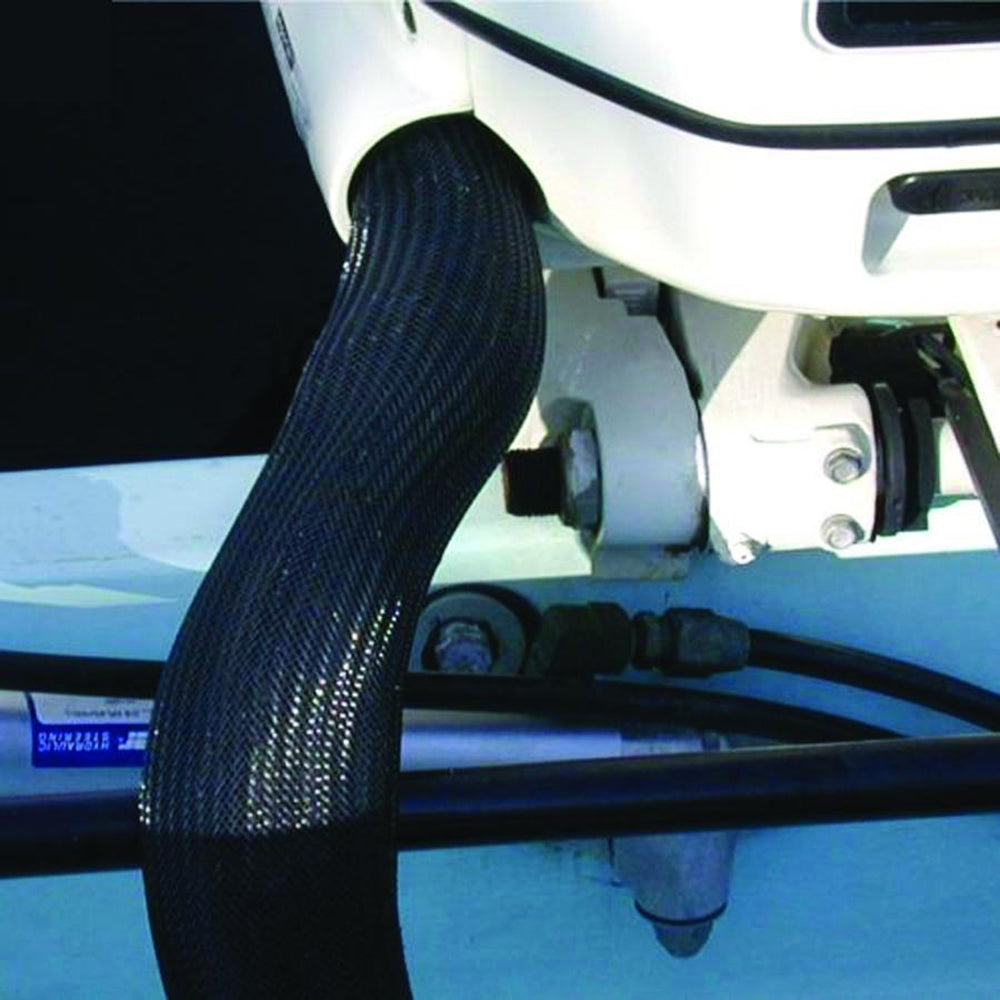 T-H Marine T-H FLEX 1-1/2-inch expandable braided sleeving for wire management, shown in a 50-roll bundle.