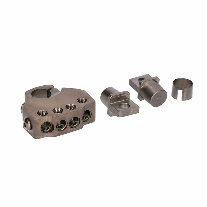 T-Spec 8-position battery terminal busbar for positive and negative connections, made of durable connector material.