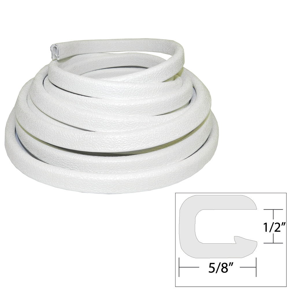 White TACO Marine flexible vinyl trim with 1/2-inch opening, 25 feet long, used as marine accessory for sealing and finishing.