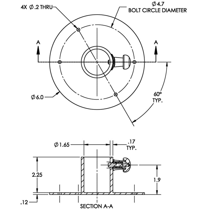 Stainless steel TACO Marine table base with locking pin, designed for durable marine accessories and stable support.
