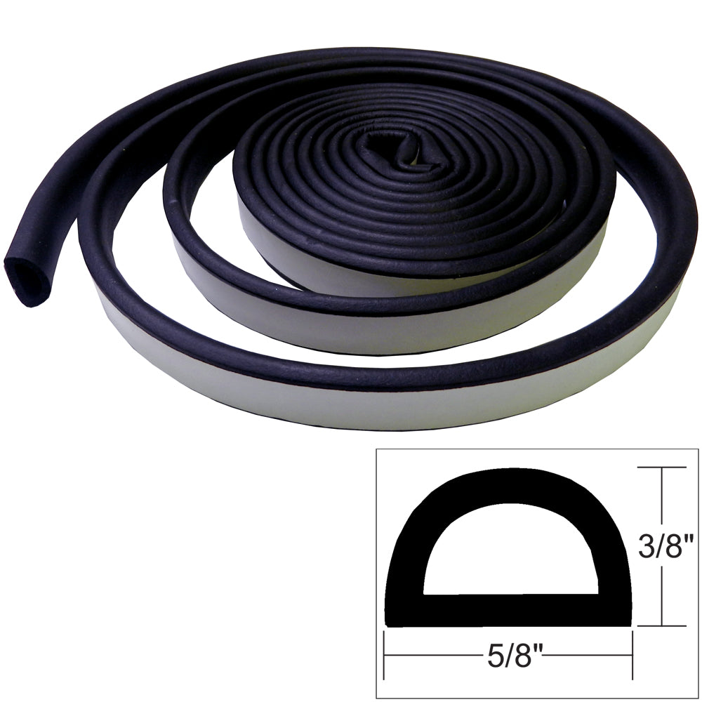 Black TACO Marine Weather Seal, 10 feet long with 3/8-inch height, designed as a weatherproof accessory for marine applications.