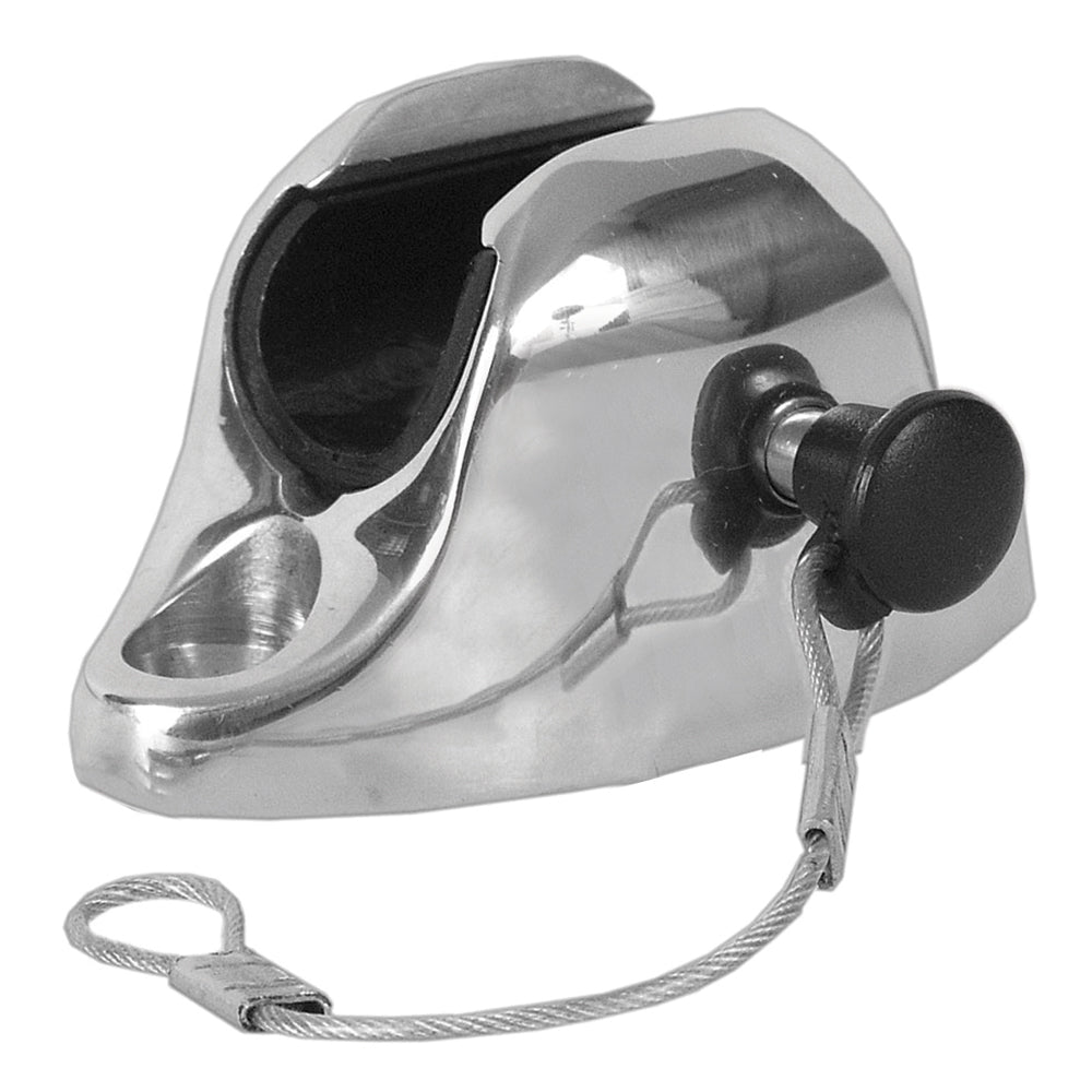TACO Marine flat deck hinge with pin and lanyard for bimini top fittings, 7/8 to 1-1/4 inch size, durable marine-grade hardware