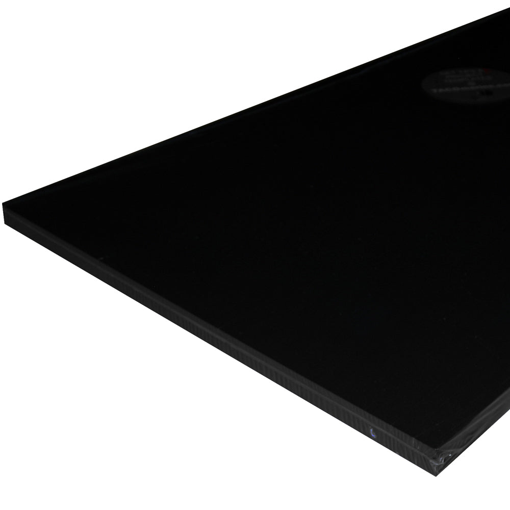 Black Starboard marine lumber by TACO Marine, 24 x 27 inches, 1/2 inch thick, with a smooth black surface for marine projects.