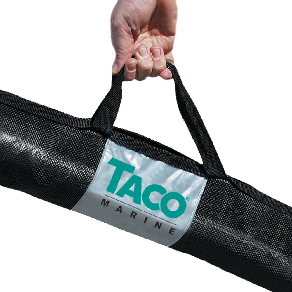 TACO Marine black mesh outrigger carry bag for 72-inch by 12-inch outriggers, designed for easy transportation and storage.