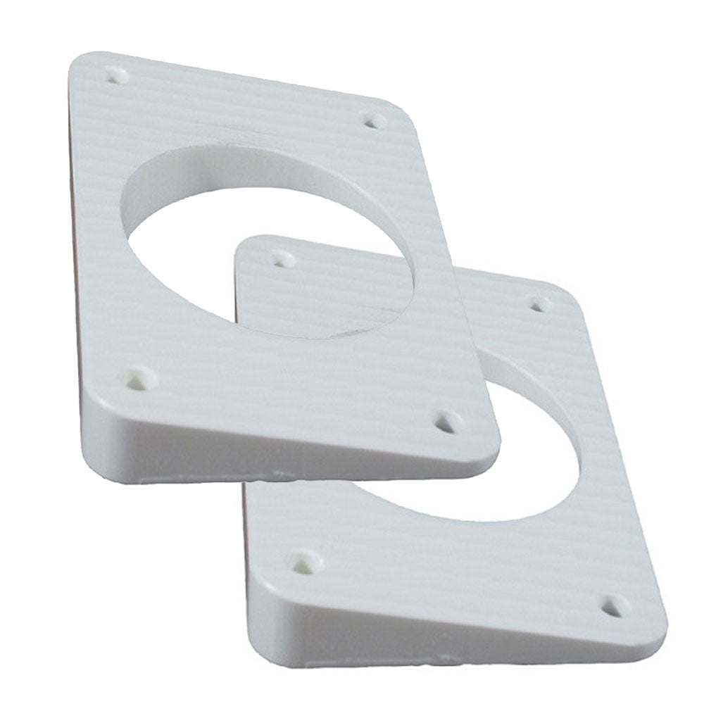 White Taco Wedge Plates for Grand Slam Outriggers by TACO Marine, outrigger accessories for stability and mounting.