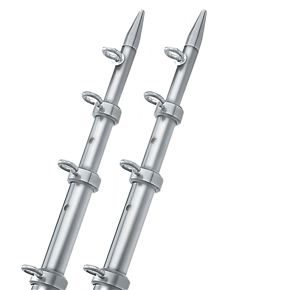 TACO Marine TACO 15' silver outriggers with 1-1/8 inch diameter, designed for fishing boats.