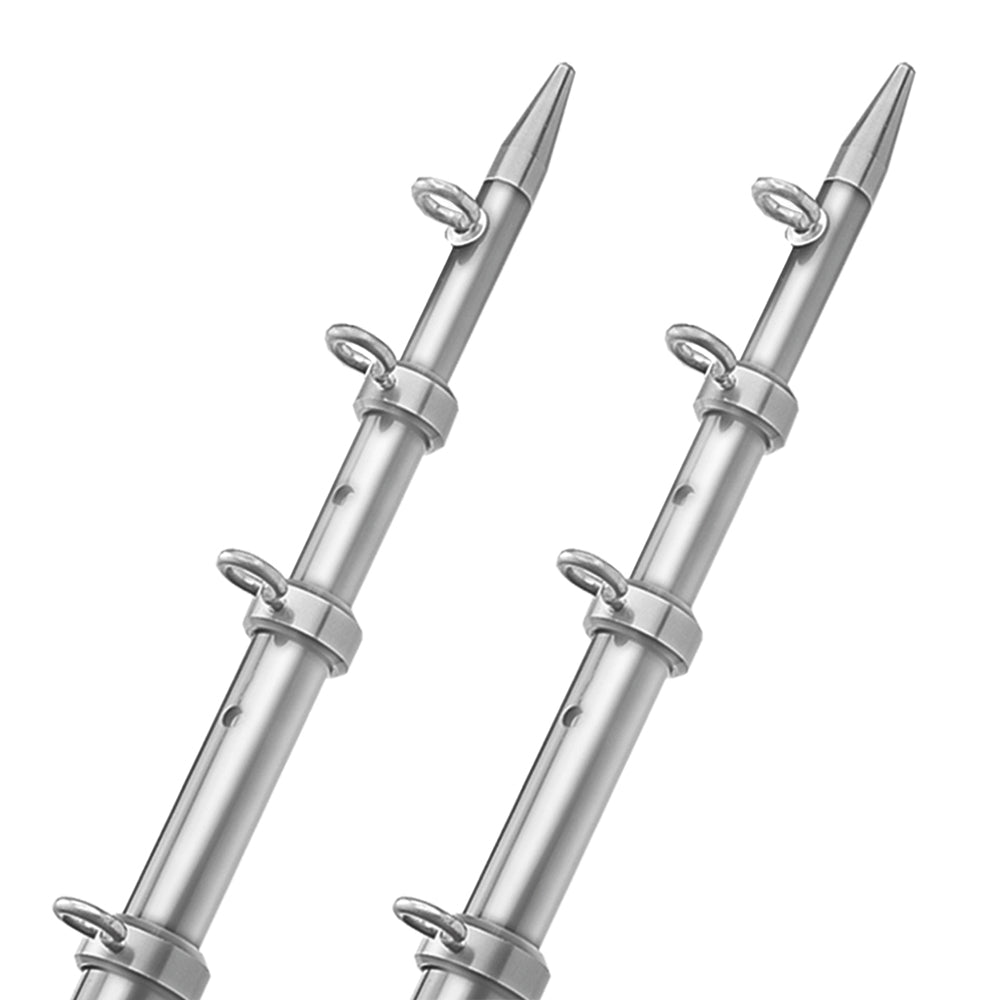 TACO Marine TACO 15' telescopic outrigger poles in silver with 1-1/2-inch diameter for marine fishing or boating use.