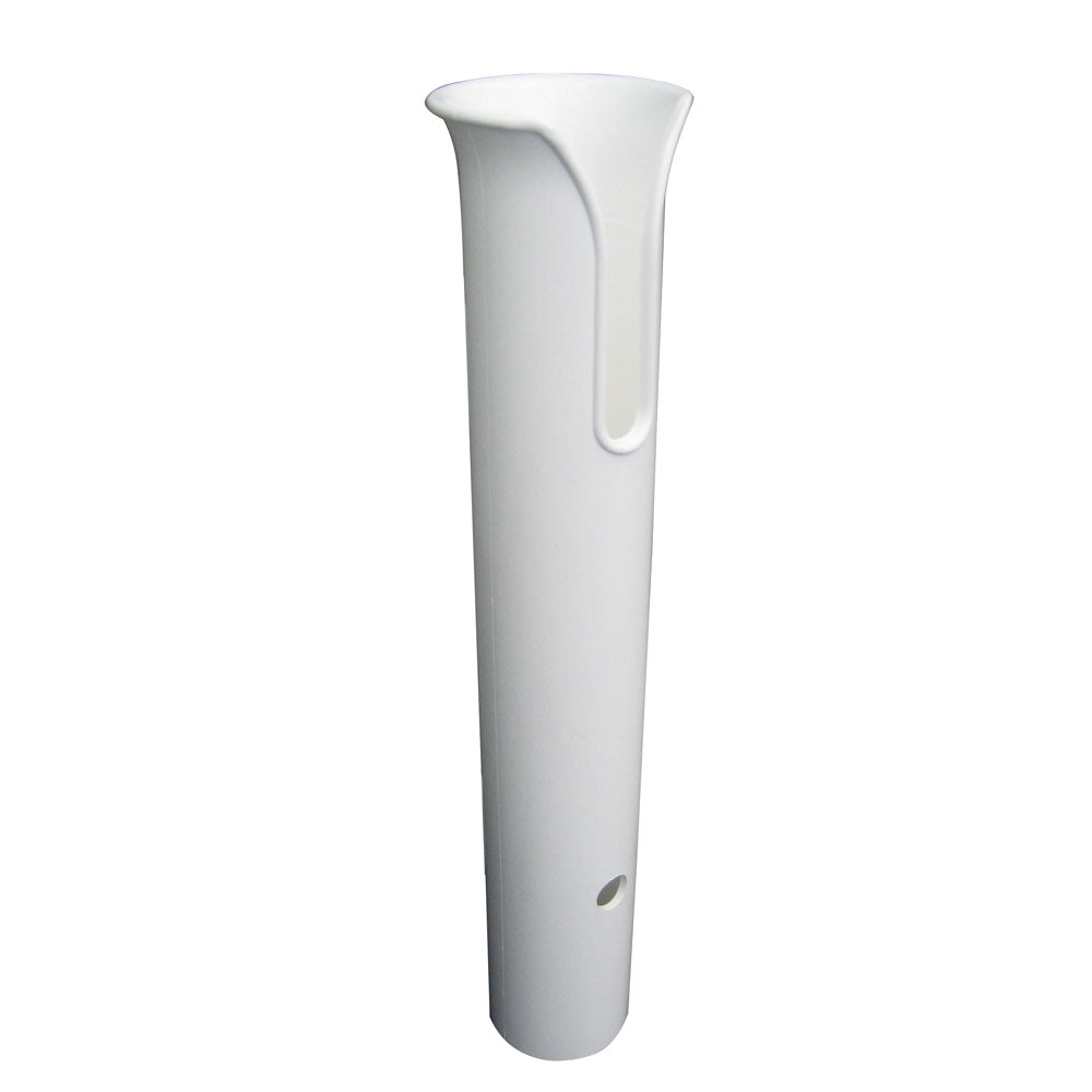White TACO Marine Poly Thru-Bolt Rod Holder with mounting holes, designed for secure fishing rod storage on boats.