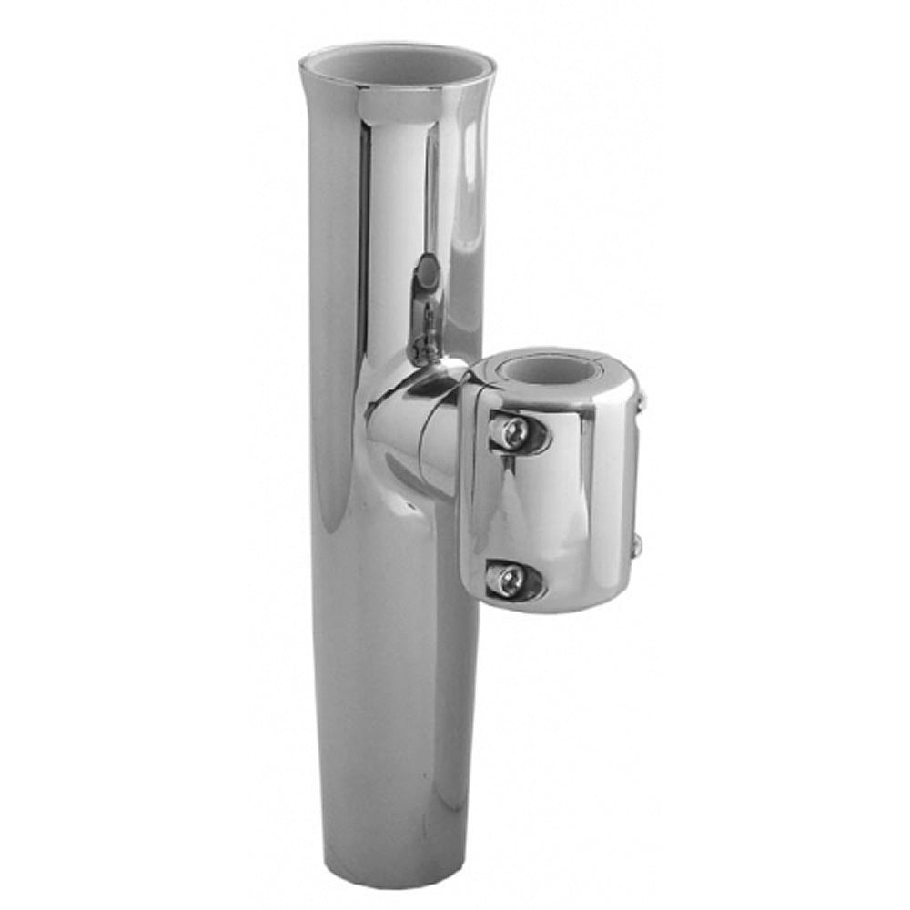 TACO Marine stainless steel clamp-on adjustable rod holder for 1-15/16" O.D. pipe, ideal for marine fishing and boating applications