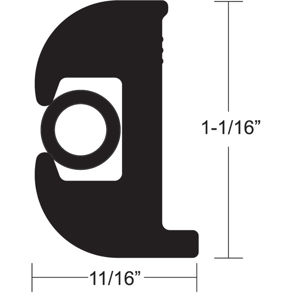 Black TACO Marine TACO Flex Vinyl Rub Rail Kit with black insert, 70 feet long, 1-1/16" x 11/16" marine boat rub rail.