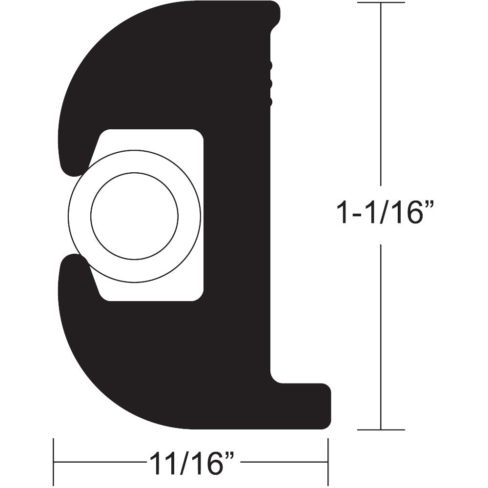 TACO Marine TACO Flex vinyl rub rail kit in black with white insert, 50 feet, 1-1/16" x 11/16" boat rail hardware