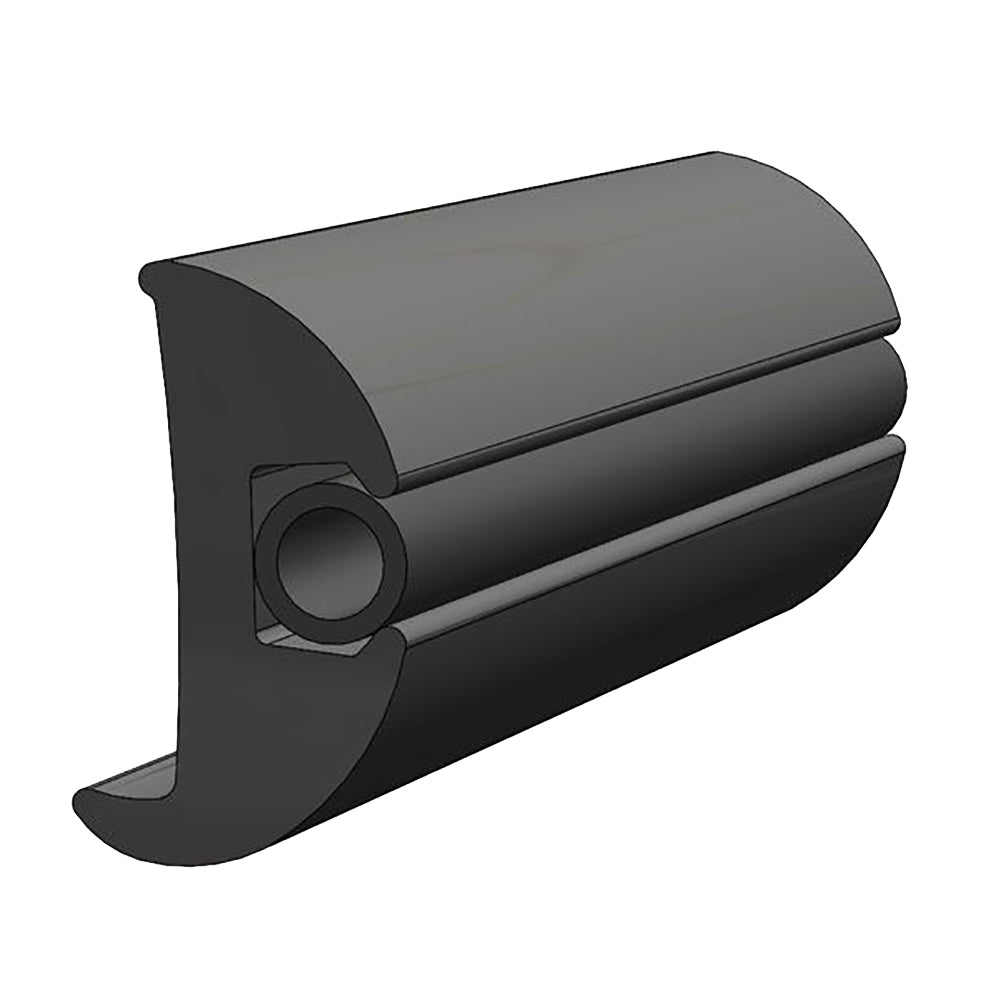 TACO Marine Flexible Vinyl Black Rub Rail 1-1/16" x 1-7/8" for boat edge protection, 50 feet length.