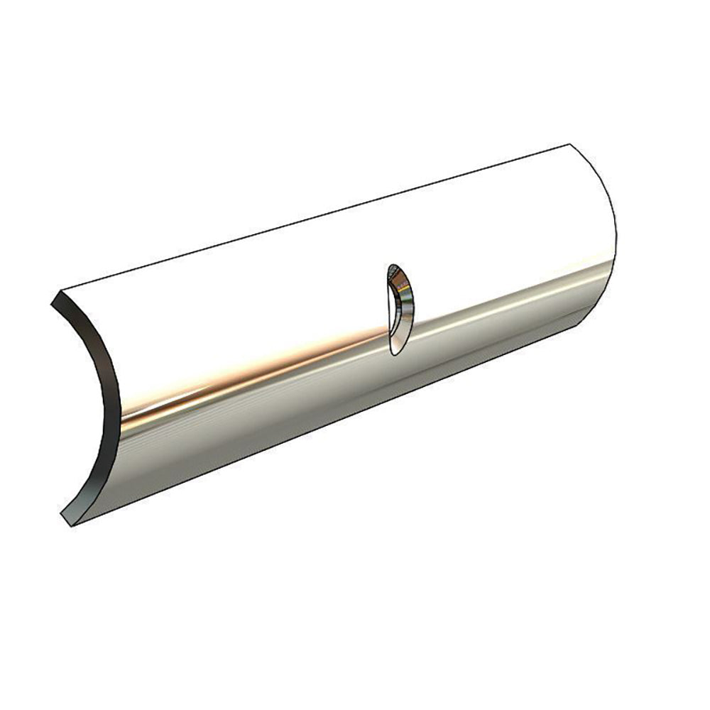 TACO Marine hollow back 304 stainless steel rub rail insert, 3/4 inch by 6 feet, shown in a close-up image.