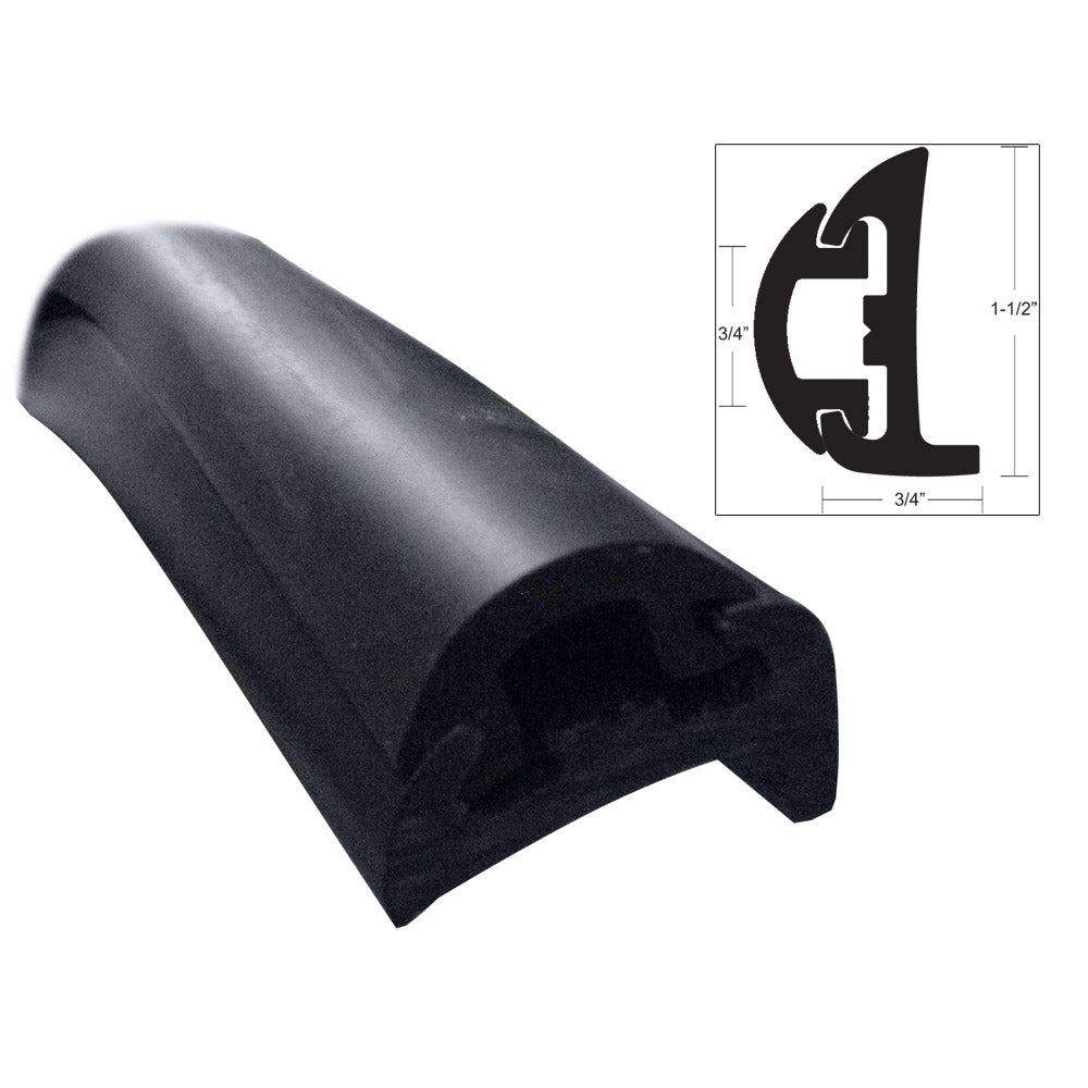 TACO Marine Semi-Rigid Rub Rail Kit in black with black insert, 50-foot length, designed for boat edge protection and customization.