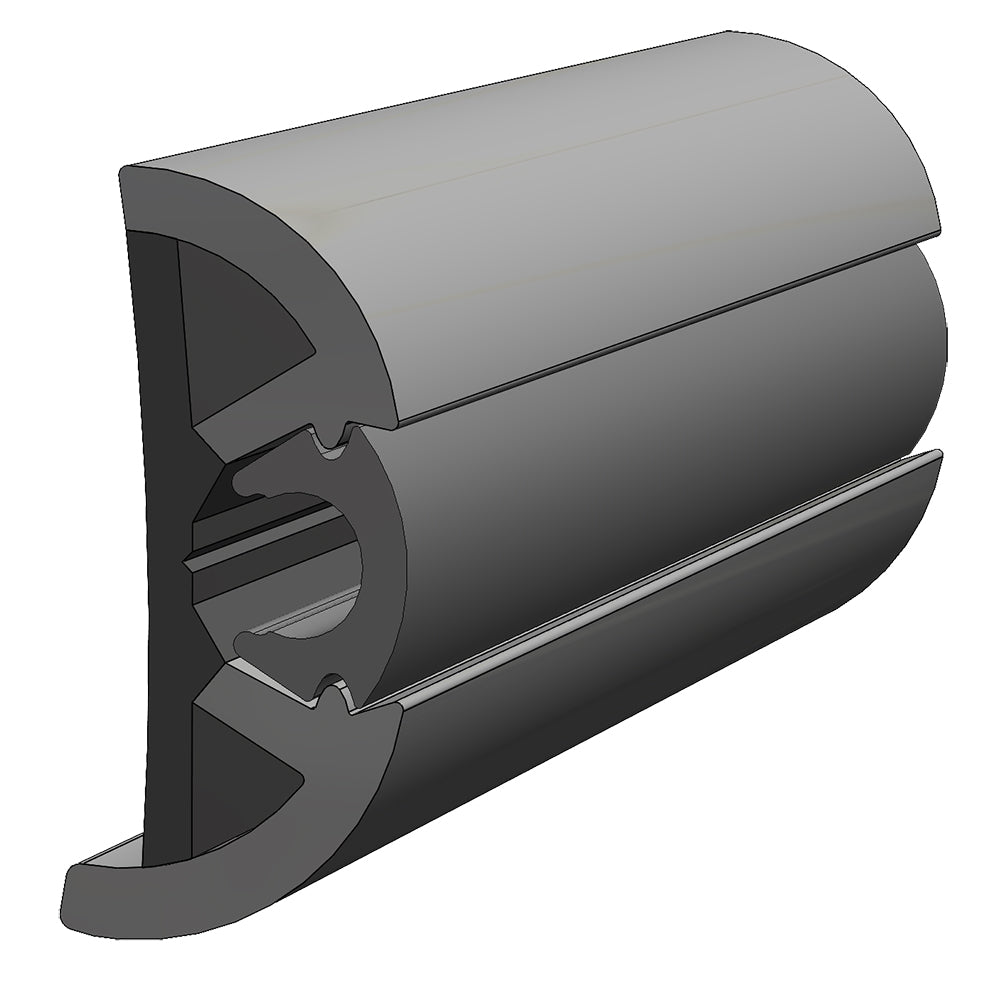 TACO Marine SuproFlex Rub Rail Kit in gray with gray insert, 2 inches high, 1.2 inches wide, 80 inches long for boat edges