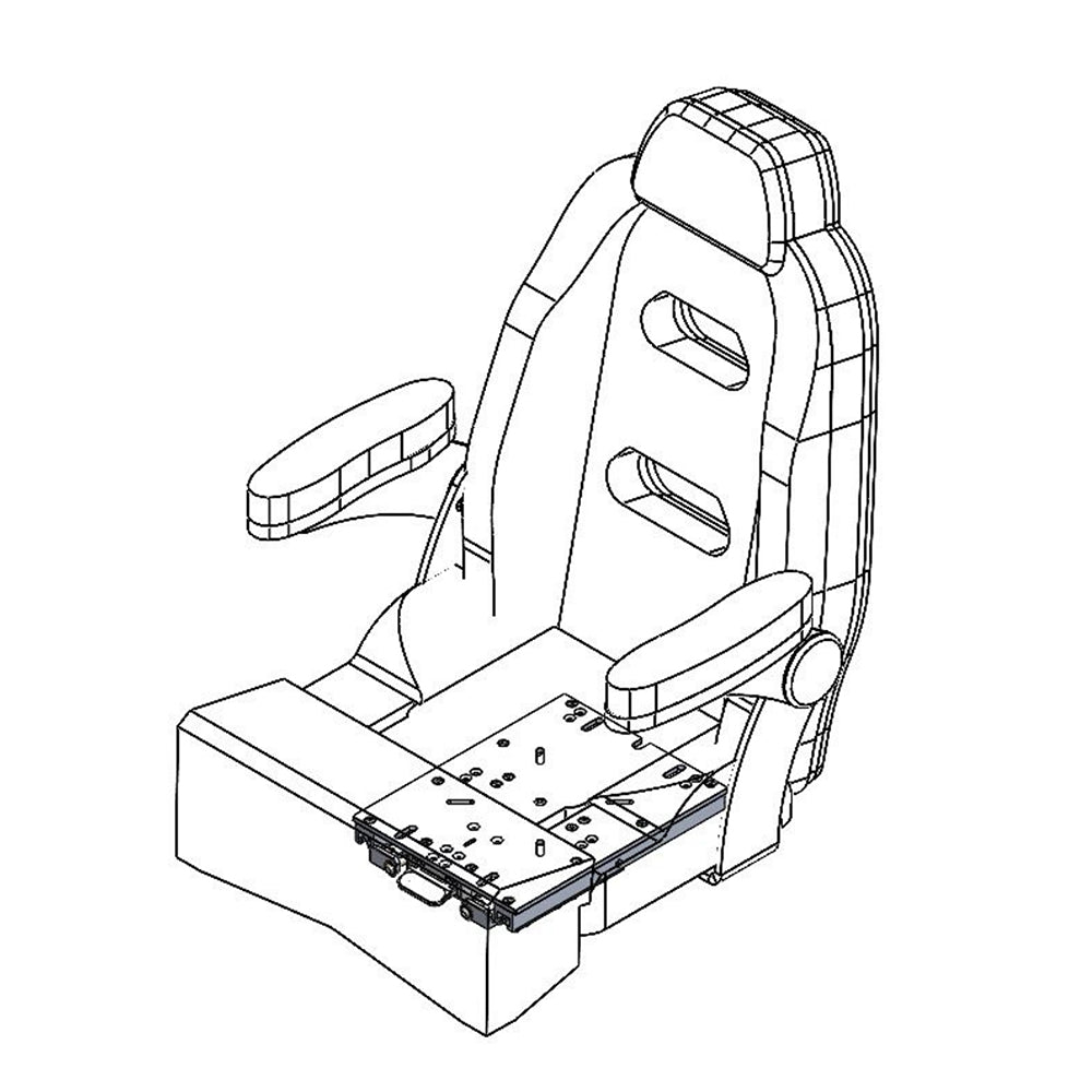 TACO Marine adjustable seat slide for boat seating, low profile and adjustable for customizable comfort and positioning.
