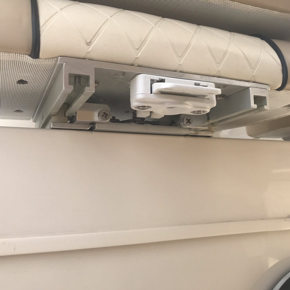 TACO Marine Low Profile Adjustable Seat Slide for boat seating, showing the sturdy metal rail and locking mechanism.