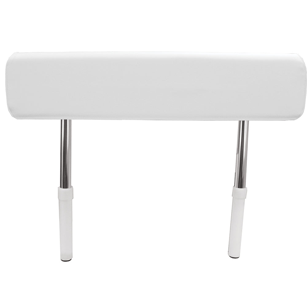 TACO Marine Universal Leaning Post Backrest for boat seating, with padded support and sturdy mounting in a marine environment.