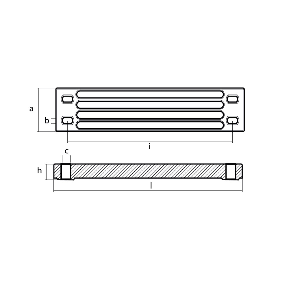 Tecnoseal aluminum Yamaha bar anode for engine bracket, corrosion protection part for marine engines.