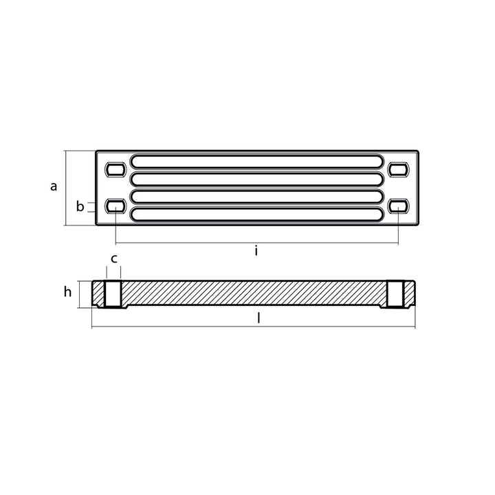 Tecnoseal aluminum Yamaha bar anode for engine bracket, corrosion protection part for marine engines.
