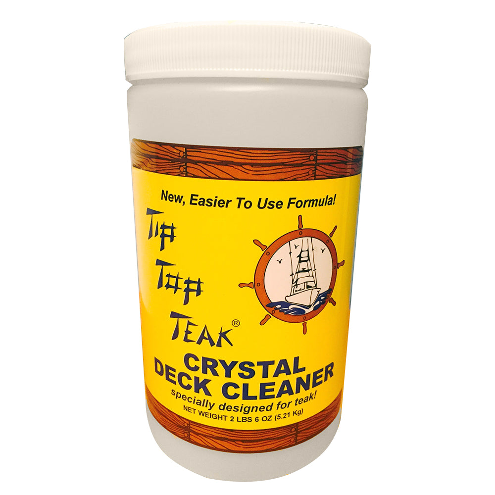 Tip Top Teak Crystal Deck Cleaner in a quart container, designed for cleaning teak and wooden deck surfaces.