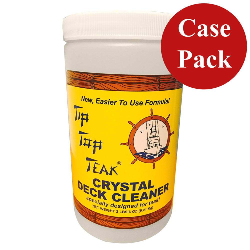 Tip Top Teak Crystal Deck Cleaner in a quart bottle, ideal for cleaning teak and wooden decks, shown in a case of 12.