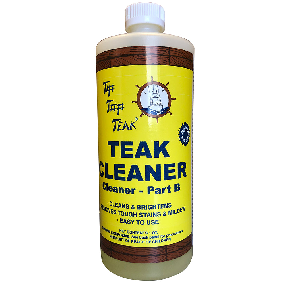 Tip Top Teak Cleaner Part B in a quart container, designed for cleaning and maintaining teak outdoor furniture.